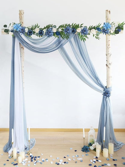 ASTRYAS Dusty Blue Artificial Flowers Combo Fake Silk Dahlia Roses with Stem for DIY Wedding Bouquet Arrangements Bridal Shower Party Home Decorations