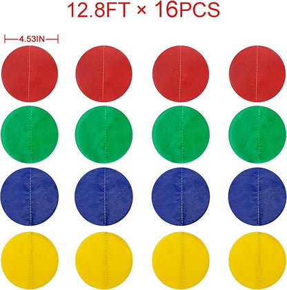 205Ft Super Mario Party Decorations Red Green Blue Yellow Big Polka Dot Tissue Paper Backdrop Streamer Circle Dot Hanging Garland for Birthday Baby Shower Carnival Circus Clown Fiesta Colorful Party