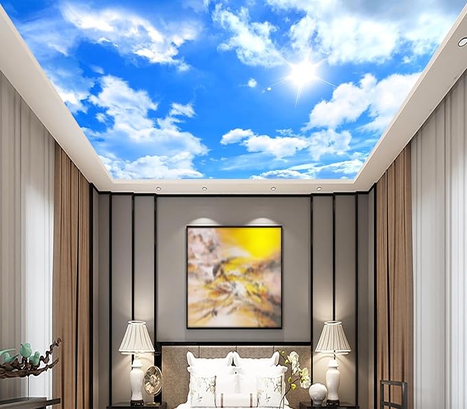 Eierme-Blue Sky Background with White Clouds Mural Wallpaper Peel and Stick 160" x 114"