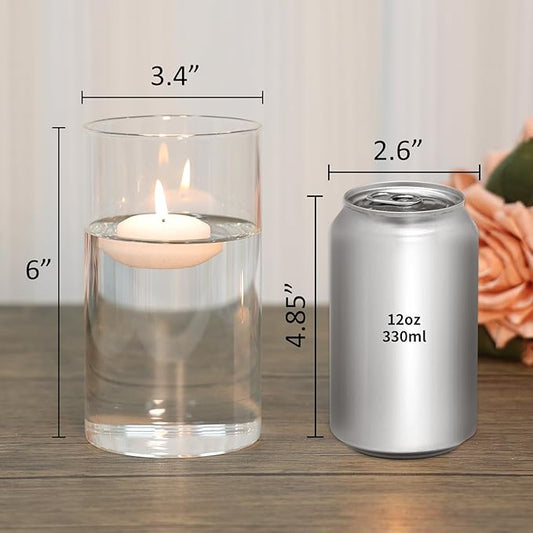 6 Pack Glass Cylinder Vase for Table Centerpieces, 6 Inch Clear Glass Flower Vases Bulk Glass Hurricane Candle Holder Small Floral Vases for Table, Floating Candle Vase for Wedding Home Décor
