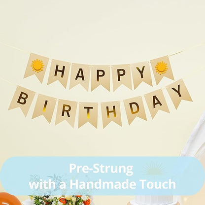 Sun Birthday Decorations – Sunshine Birthday Decorations Include Sun Rainbow Balloon Arch Kit, Pump, Cake Topper, Paper Plates, Napkins, Bamboo Forks, and Banner – Boho Party Decor, Serves 20 People