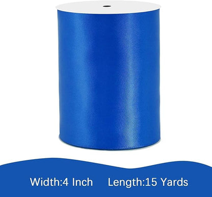 Royal Blue Satin Ribbon 4 inch X 15 Yards Polyester Ribbon for Gift Wrapping Very Suitable for Weddings Party Hair Bow Invitation Decorations and More