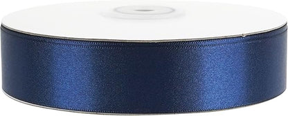 MEEDEE Navy Ribbon 1 Inch Navy Blue Satin Ribbon Lux Double Faced Satin Ribbons by 50 Yards Polyester Blue Wrapping Ribbons for Crafts, Weddings, Flower Bouquet, Holiday Decorating