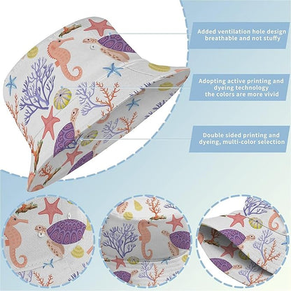Wildflowers Floral Bucket Hat for Men Women, Summer Vacation Outdoor Travel Reversible Double Side Beach Caps Fisherman Hat