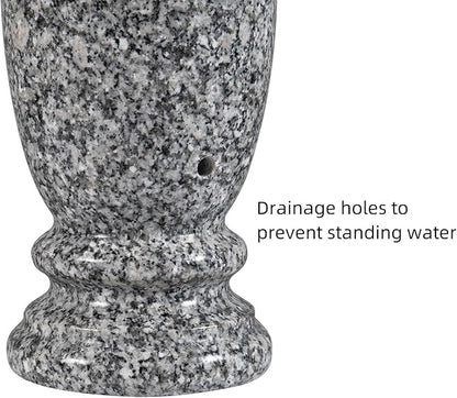 Granite Cemetery Vase for Grave Markers,Heavy Headstone Memorial Flower Holder Decorations.