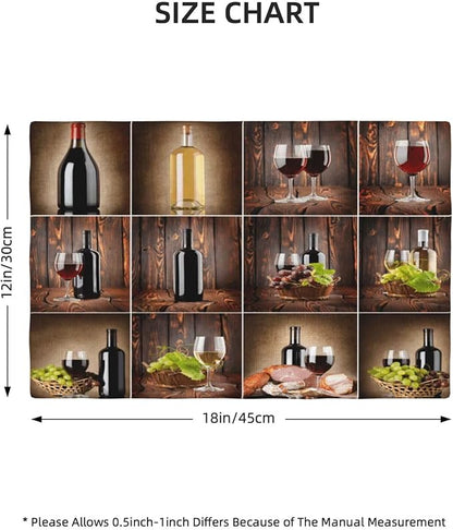 Wine Linen Placemats Set of 4 Retro Country Red Wine Print Modern Art Placemat Indoor Outdoor Party Home Desktop Kitchen Dining Room Decoration 12x18 Inch