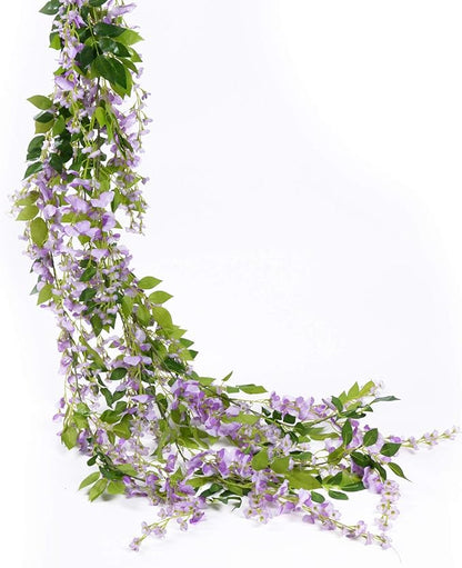 Lvydec Wisteria Artificial Flowers Garland, 4 Pcs Total 28.8ft Artificial Wisteria Vine Silk Hanging Flower for Home Garden Outdoor Ceremony Wedding Arch Floral Decor (Light Purple)