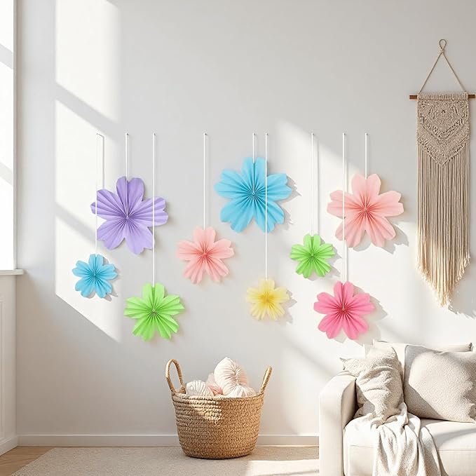 9 Piece Set Paper Flowers Decorations for Wall,3 Sizes 8-14 inch Flower Decor Flower Wall Giant Flowers for Decoration,Classroom Decor