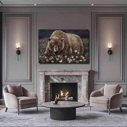 LEVERUP Large Nature Wall Art Bear Canvas Wall Pictures Colorful Home Decor for Living Room Bedroom Hotel 32×48 Inch Modern Hallway Decorations