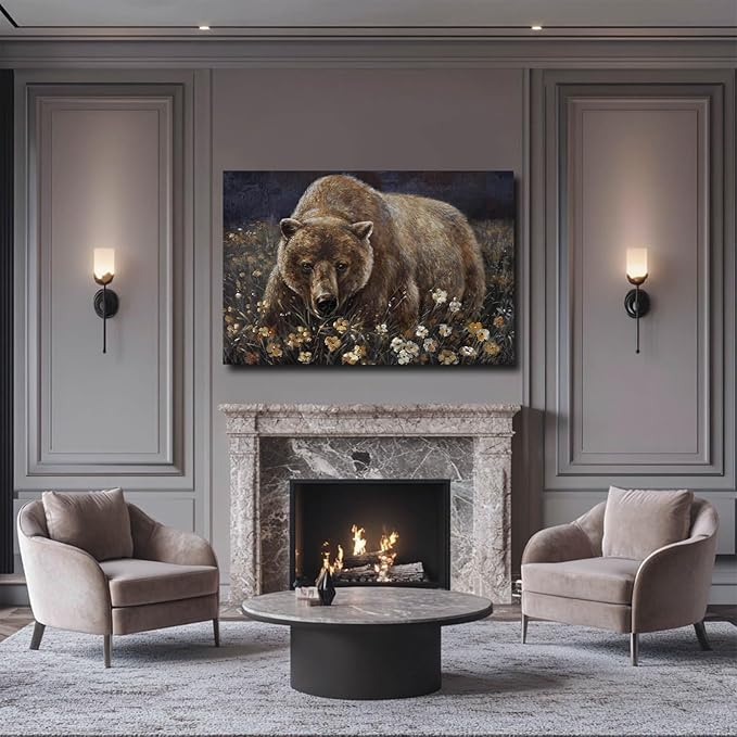 LEVERUP Animal Pictures Wall Printing Posters Flower Canvas Wall Art Spring Pictures Wall Decor for Living Room Bedroom Office Easy to Hang 24×36 Inches