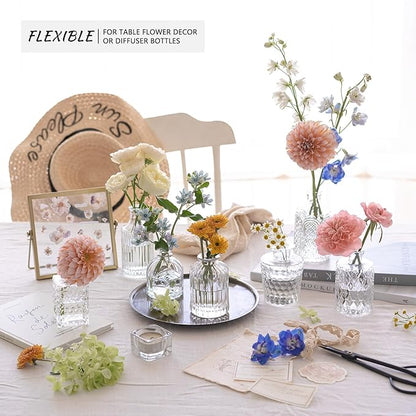 12pcs Glass Bud Vase Set, Small Clear Flower Vases for Centerpieces in Bulk, Mini Vintage Vase for Wedding, Home,Table Decoration