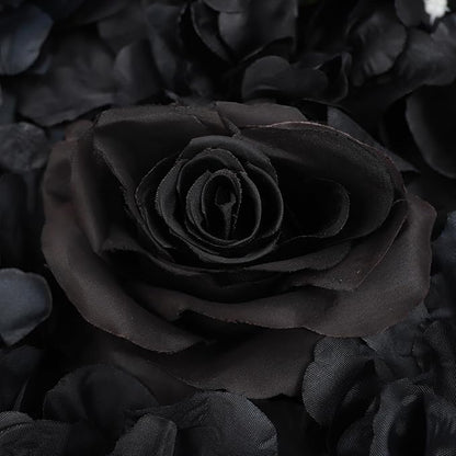 12 Pcs Artificial Flower Wall Panels, 15 x 15 Inch Floral Backdrop Silk Flower Wall Decor, 3D Black Hydrangeas Dahlias Roses Panels Background for Wedding Party Baby Shower