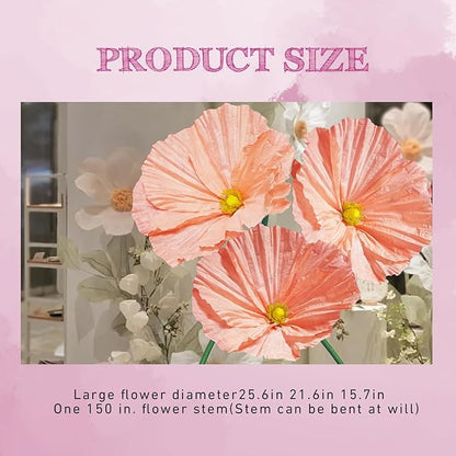 Large Flowers Artificial Flower Decoration - Wedding Giant Flowers Huge Artificial Paper Floral for Birthday Ceremony Party Event Mall Window Display Decorations 3pc (Pink)