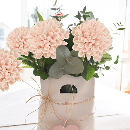 Artificial Flowers, 100pcs Realistic Artificial Rose for DIY Wedding Bouquets Centerpieces Arrangements, Peach Dahlia Flowers with Stem for Bridal Shower Party Home Decorations