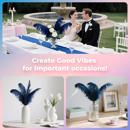 Piokio 20pcs Natural Navy Blue Ostrich Feathers 10-12 inch (25-30cm) Bulk Feathers for Home Decoration and DIY Clothing and DIY Clothes Decoration, Gatsby Decorations