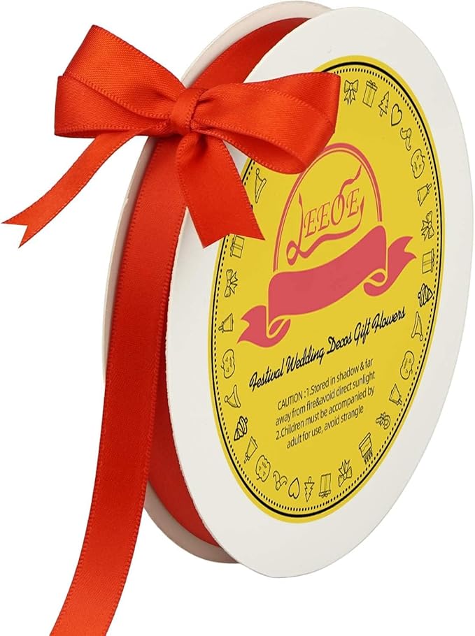 Double Face Red Satin Ribbon 1/2 inch X 50 Yards Polyester Red Ribbon for Gift Wrapping Very Suitable for Weddings Party Hair Bow Invitation Decorations and More