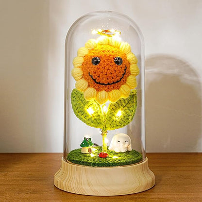Levvohd Sunflower Gifts for Women, Sun Flower Birthday Gifts for Grandma, in Plastic Dome Sunflower, for Her Mom Mothers Day, Anniversary Christmas Valentine Gifts (C- White Rabbit)