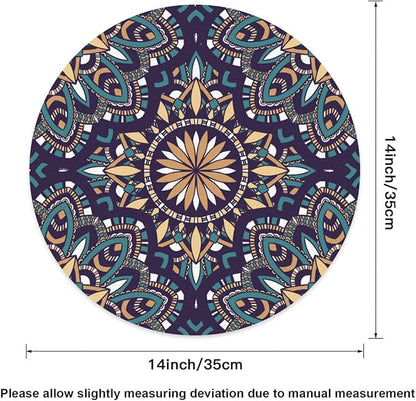 Mandala Round Placemat Set of 4 Elegant Linen Table Mats for Dining, Heat Resistant, Stain Resistant Perfect for Dinner Parties, Restaurants, and Everyday Use