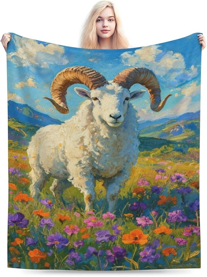 Goat Blanket Goat Throw Blanket Animal Soft Cozy Fleece Fuzzy Stuffed Plush Flannel Gifts for Girls Women Boys Kids Adults 60"X80"