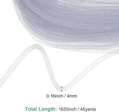 Mesh Tube Ribbon 45 Yards, 4mm Elastic Fabric Ribbons Mesh Tubing for Crafts/Gift Wrapping/Flower Bouquets/Wedding/Birthday/Holiday/Wreaths Christmas/Decoration[Taupe Gray]