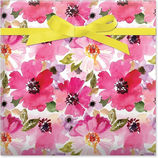 Current Perfect Pink Poppies Jumbo Rolled Gift Wrap (1 Giant Roll, 61 sq. ft.) Peek-Proof, For Birthdays, Graduations, Baby Showers and More