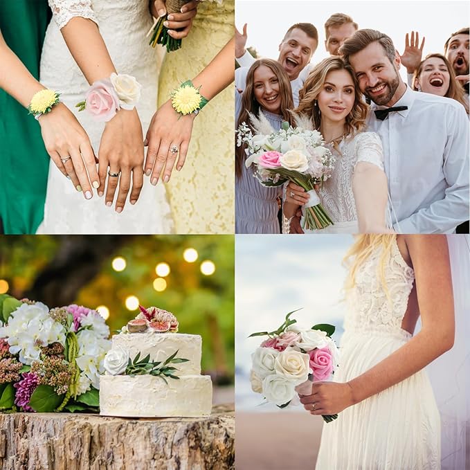 JOYLEX Artificial Flowers Realistic Roses, Real Looking Fake Roses with Stem for DIY Wedding Bouquets Centerpieces Bridal Shower Party Home Romantic Decorations (Shades of Pink, Regular 3" - 200pcs)