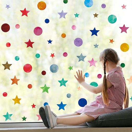 Christmas Decorations for Wall Kid Room Decals Star Sticker Polka Dot Stickers Peel and Stick for Kids Girls Boys Room, Christmas Gifts Christmas Decor