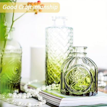 Glass Bud Vases Set of 40 PCS, Small Flower Vases for Wedding Centerpiece Table Decoration, Vintage Vase in Bulk for Flower Arrangements, Mini Vase for Birthday Party, Festival Home Decor,Green