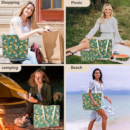 Aesthetic Floral Tote Bag Makeup Bag Flower Decor Gifts for Girls Christmas Shopping Grocery Bags Cosmetic Bags