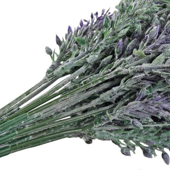 GTIDEA 4pcs Artificial Flowers Flocked Plastic Lavender Bundle Fake Plants Wedding Bridle Bouquet Indoor Outdoor Home Kitchen Office Table Centerpieces Arrangements Christmas Decor