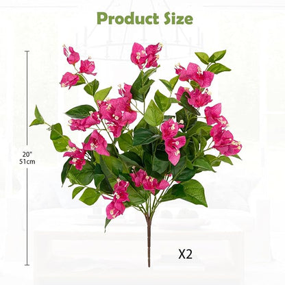 Hollyone 2Pcs Bougainvillea Artificial Flowers Bouquets Rose Red Fake Flower Silk Flowers with Long Stem Floral Arrangements Faux Bougainvillea Plant for DIY Wedding Party Centerpieces Home Decor
