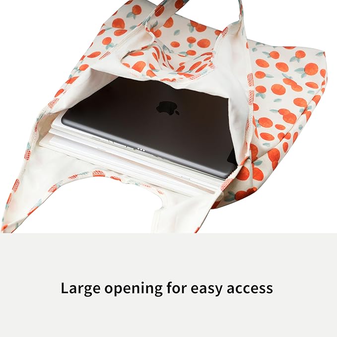 Canvas Tote Bag, Large Capacity Shoulder Bag with Inner Pockets, Foldable Shopping Bag