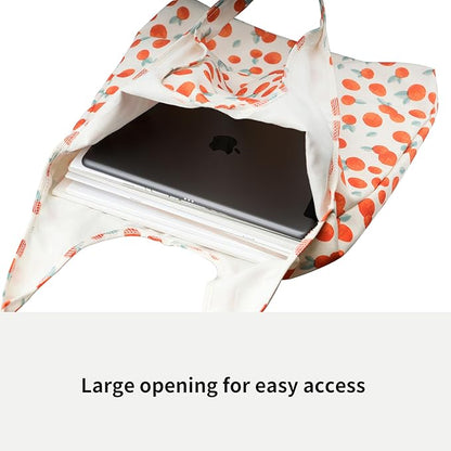Canvas Tote Bag, Large Capacity Shoulder Bag with Inner Pockets, Foldable Shopping Bag