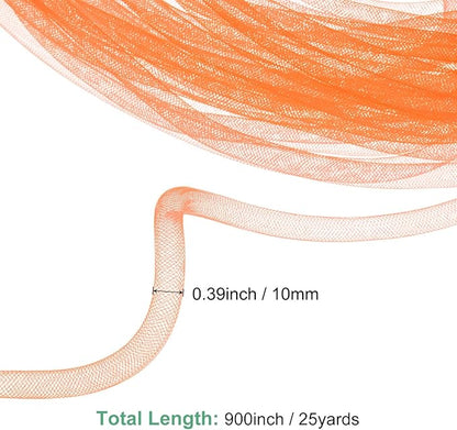Mesh Tube Ribbon 25 Yards, 10mm Elastic Fabric Ribbons Mesh Tubing for Crafts/Gift Wrapping/Flower Bouquets/Wedding/Birthday/Holiday/Wreaths Christmas/Decoration[Orange]