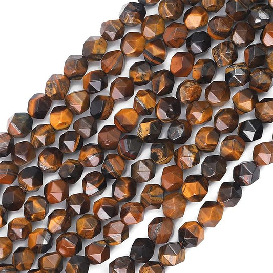 Faceted Natural Yellow Tiger Eye Stone Round Beads 6mm 36cm/Strand for Jewelry Making
