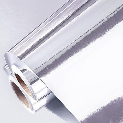 LeZakaa Silver Wrapping Paper Roll - Holographic Iridescent Wrapping Paper for Birthday, Valentine's, Mother's Day, Christmas, Holiday Party - 17 inches x 32.8 Feet (47.23 sq.ft.)