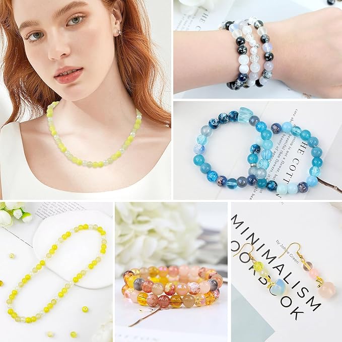 DUQGUHO 8mm Purple Beads for Jewelry Making Purple Glass Beads Crystal Beads Glass Round Beads Bracelet Friendship Bracelets Kit 360PCS
