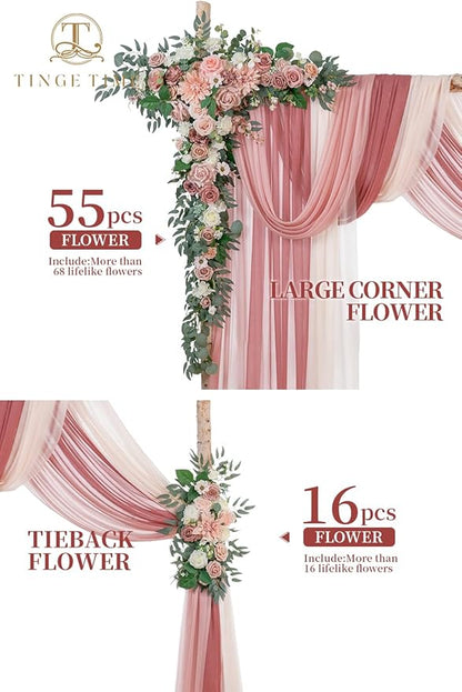 TINGE TIME Artificial Arch Flowers Kit Pack of 5, Wedding Decorations for Reception with Hanging Flowers, Wedding Arch Silk Floral Arrangements Ceremony Backdrop Bridal Shower Outdoor Party Decor