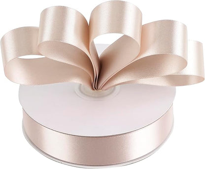 MEEDEE Rose Gold Ribbon 1 Inch Rose Gold Satin Ribbon Lux Double Faced Satin Ribbons by 50 Yards Polyester Wrapping Ribbons for Crafts, Wedding, Flower Bouquet, Holiday Decorating