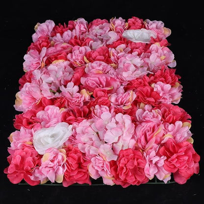6 Pcs Artificial Flower Wall Panels 60x40cm 3D Flower Background for Wall, Wedding Flower Decorations Wall Silk Rose Panels for Candy Wall, Photo Areas, Stage Background(Dahlia + Rose + Hydrangea)
