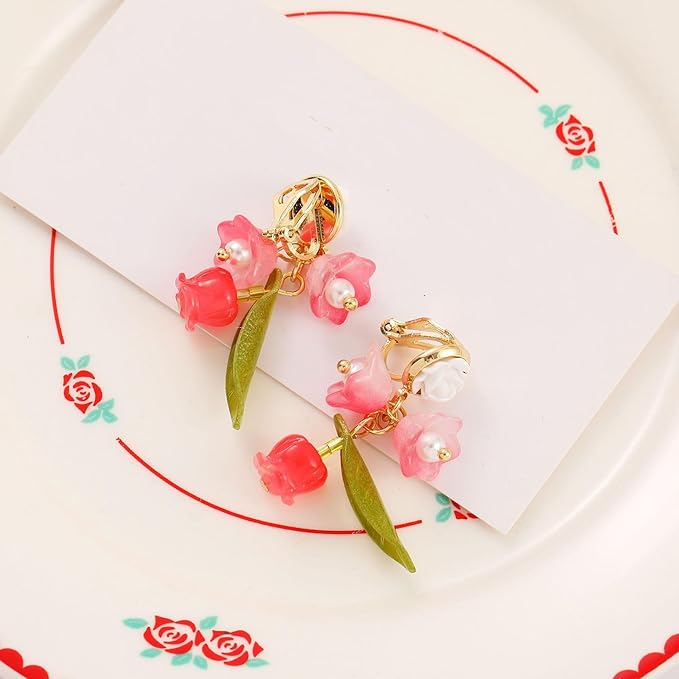 LadayPoa 100pcs Red Glass Bellflower Beads for Jewelry Making - 12mm Diameter, 8mm Height, 1.3mm Hole Diameter - Flower Shaped, Loose Beads - DIY Crafts, Gifts