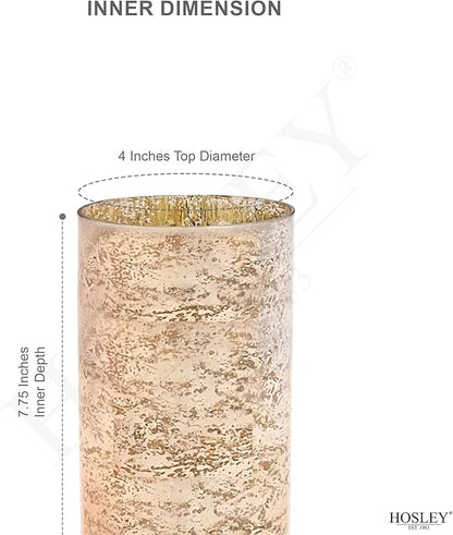 Hosley Set of 2 Mercury Rose Gold Glass Vases – Stylish Decorative Vessels for Boho Home Decor, Weddings, Events, Gifts, Table Centerpieces, and Creative DIY Craft Projects