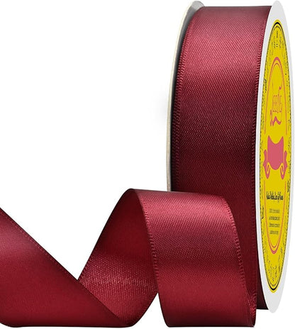 Double Face Sherry Satin Ribbon 7/8 inch X 25 Yards Polyester Sherry Ribbon for Gift Wrapping Very Suitable for Weddings Party Hair Bow Invitation Decorations and More