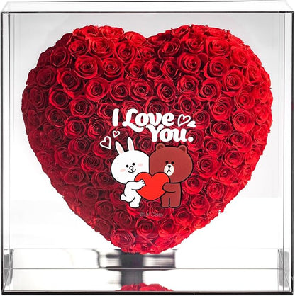 JoyFlower About 140pcs Preserved Roses Gift, Brown & Cony Eternal Roses Birthday Gifts for Women, Long Lasting Flowers with Gift Box for Girlfriend Wife Mom in Valentines Day Wedding Anniversary