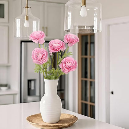 Faux Ranunculus 5PCS Real Touch Flowers Pink Peonies 21.6” Pink Ranunculus Long Stem Artificial Flowers for Tall Vase for Weddings Bridal Bouquet Baby Shower Decorations