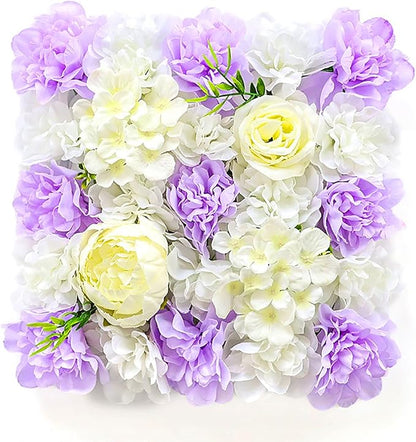 Flower Wall Backdrop, 12PCS 10.6"-15.7" Artificial Flower Wall Panel with Various Styles, 3D Floral Wall Decor for Wedding Photo Background Festive Party Home Decoration (G-B005, 10.6*10.6in)