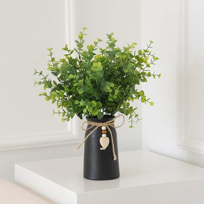Premium Ceramic Vase with Jute Rope & Heart Charm | 6-Inch Decorative Flower Vase for Modern & Farmhouse Décor, Black Color