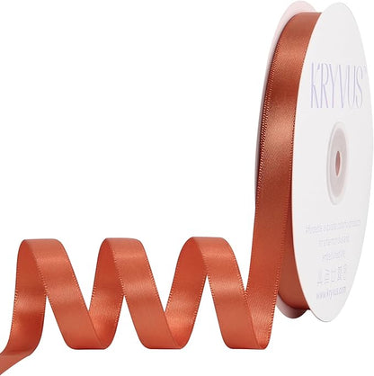 Copper Satin Ribbon, Double Faced 1/2 Inch X 50 Yards Copper Ribbon, Premium Satin Ribbon for Gift Wrapping, Crafts, Hair Bow Making, Sewing, Flower Bouquet, Wedding Party Decor