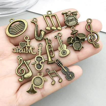 WOCRAFT 60pcs Antique Bronze Music Bracelet Charms for Jewelry Making Sets DIY Necklace Bracelet Keychain Crafting Charms Kit Craft Supplies (SN895)