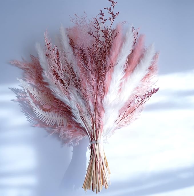 Natural Dried Pampas Grass Bouquet, Champagne Flower Arrangements, Boho Home Decor Bouquet, Fluffy Pompas Grass Decor, Fall Floral Arrangement for Home Wedding Table Centerpiece Decorations